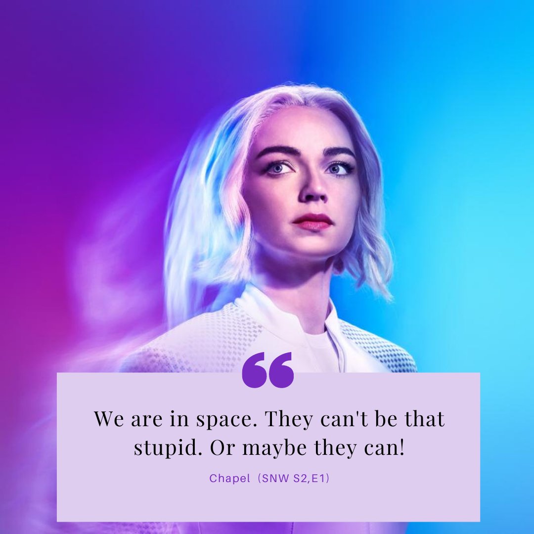 thatgirlayvan's tweet image. Great line from Chapel on season 2, episode 1 of a strange new world. #startrek #starfleet #finalfrontier #strangenewworlds #paramountplus #spock #chapel