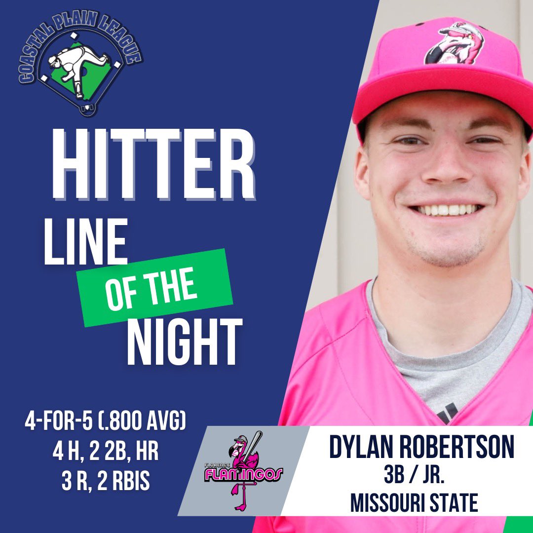 Coastal Plain League (@cplbaseball) on Twitter photo Lines of the Night go to Jaxson O’Neal ( <a href="/MercerBaseball/">Mercer Baseball</a> ) for <a href="/GoMaconBacon/">Macon Bacon 🥓</a> and Dylan Robertson ( <a href="/MissouriState/">Missouri State</a> ) for <a href="/FloFlamingos/">Florence Flamingos</a> Lines of the Night go to Jaxson O’Neal ( <a href="/MercerBaseball/">Mercer Baseball</a> ) for <a href="/GoMaconBacon/">Macon Bacon 🥓</a> and Dylan Robertson ( <a href="/MissouriState/">Missouri State</a> ) for <a href="/FloFlamingos/">Florence Flamingos</a>