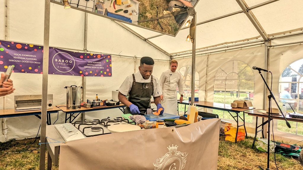 DorsetFoodDrink's tweet photo. Fabulous dishes from Chefs  @JamesMearing and Luyanda Nkonyen from @Acorn_Inn &amp; @Summer_Lodge closing the demo sessions @BridportFoodFst Cookery Theatre yesterday. 👏👏👏
-
- 
#BridportFF #bridport #dorset #summerlodge #acorninn https://t.co/AEjZPCFW2D