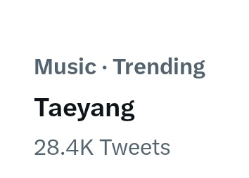 ⚡[UPDATE]

'Taeyang' is trending again in Music Category with over 28k total no. of tweets!🎶

TAEYANG SUMMER ENERGY 
#TAEYANGxSeenFest2023 
#Vision_Siam #태양
@Realtaeyang