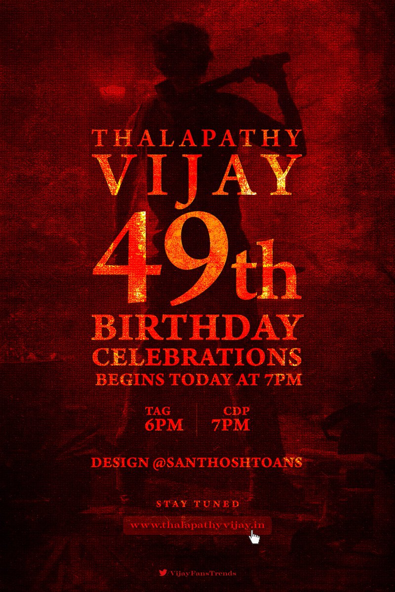 VijayFansTrends's tweet photo. Let's kickstart our Thalapathy @actorvijay's Birthday Celebration in the Style 😎

The Grand Common DP will be Released today at 7pm in the Website 
https://t.co/x4SQq5jIH9

Tag at 6pm
CDP at 7Pm 
@santhoshtoans @Jagadishbliss https://t.co/z6EarcSYfQ