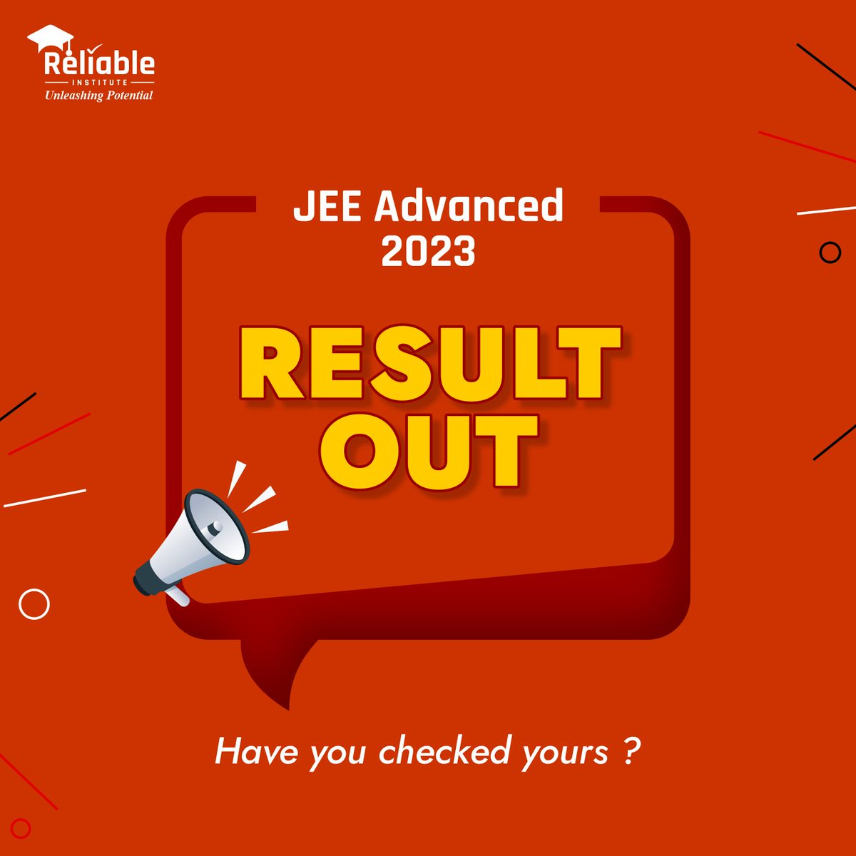 ReliableKota's tweet image. JEE Advanced 2023 Result is out.
Please check on result23.jeeadv.ac.in

#JEEAdvanced2023Result #JEEAdvanced