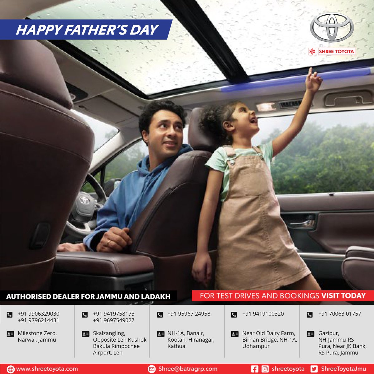 At every turn of life, reaching #NewHY of Love and Gratitude for our fathers. Thank you for everything you do for us.

#HappyFathersDay
#ToyotaInnovaHyCross
#ShreeToyota
#ToyotaIndia
#Jammu
#Ladakh