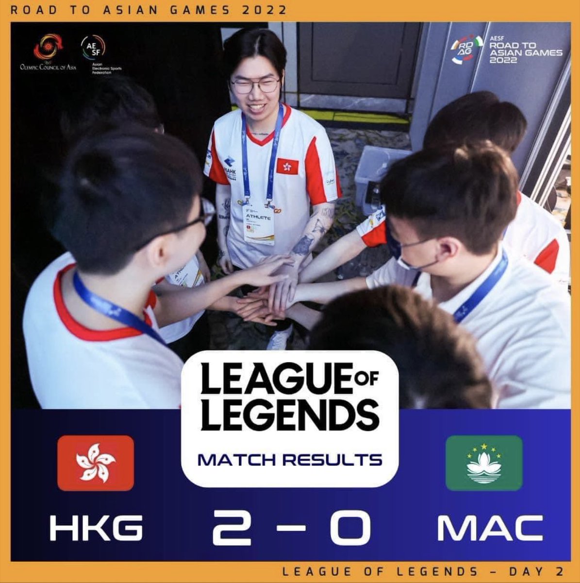 Our #RDAG2022 journey has ended!

Result:
HKG 0:2 TPE
HKG 0:2 CHN
HKG 2:0 MAC

Not an impressive result but we will come back stronger at Hangzhou on September!

Now we grind for PCS Summer!