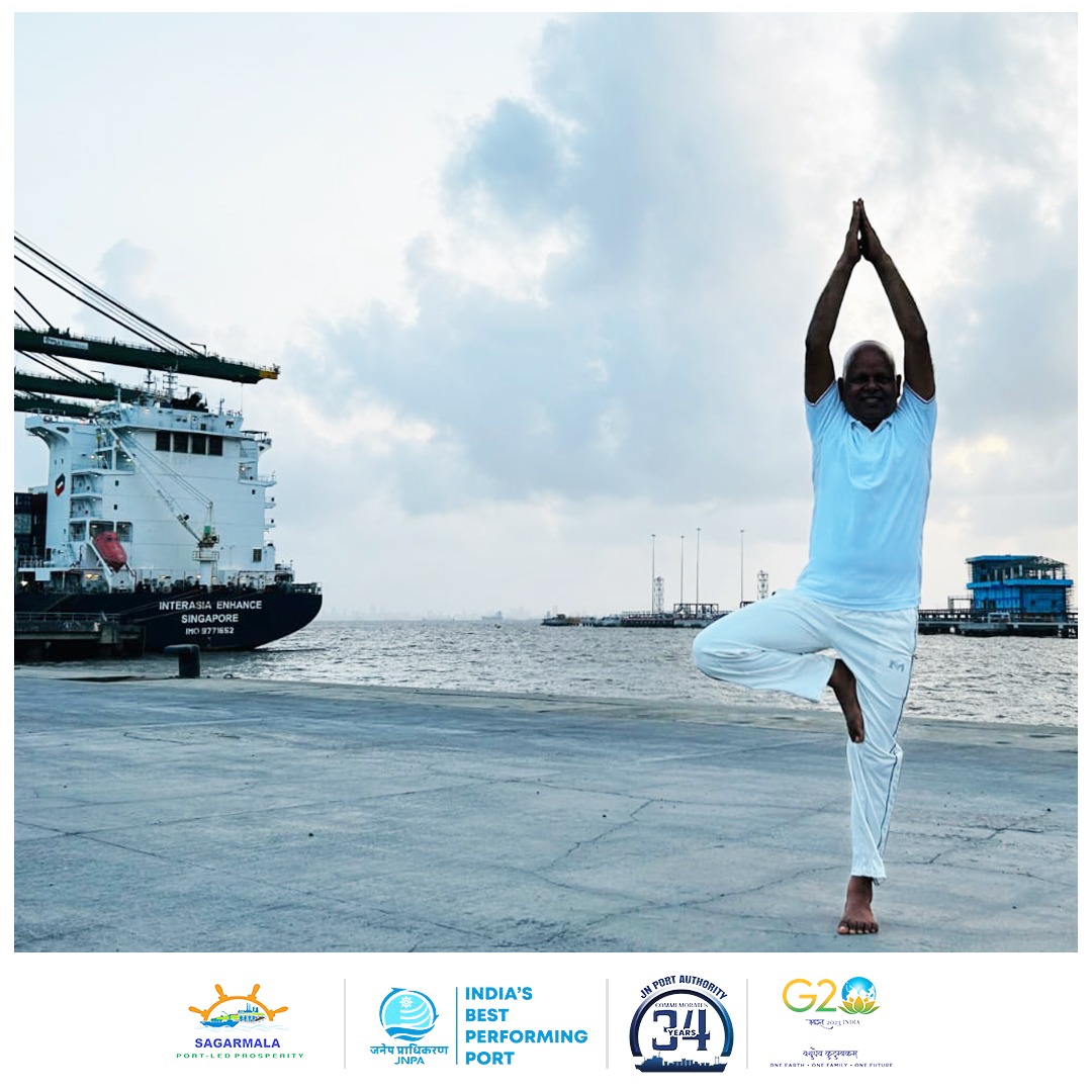 Getting ready for International Day of Yoga, our JNPA employees are unstoppable. See our dedicated team practicing yoga poses at our port, as they embrace the true spirit of #IDY.

#shotatJNPA