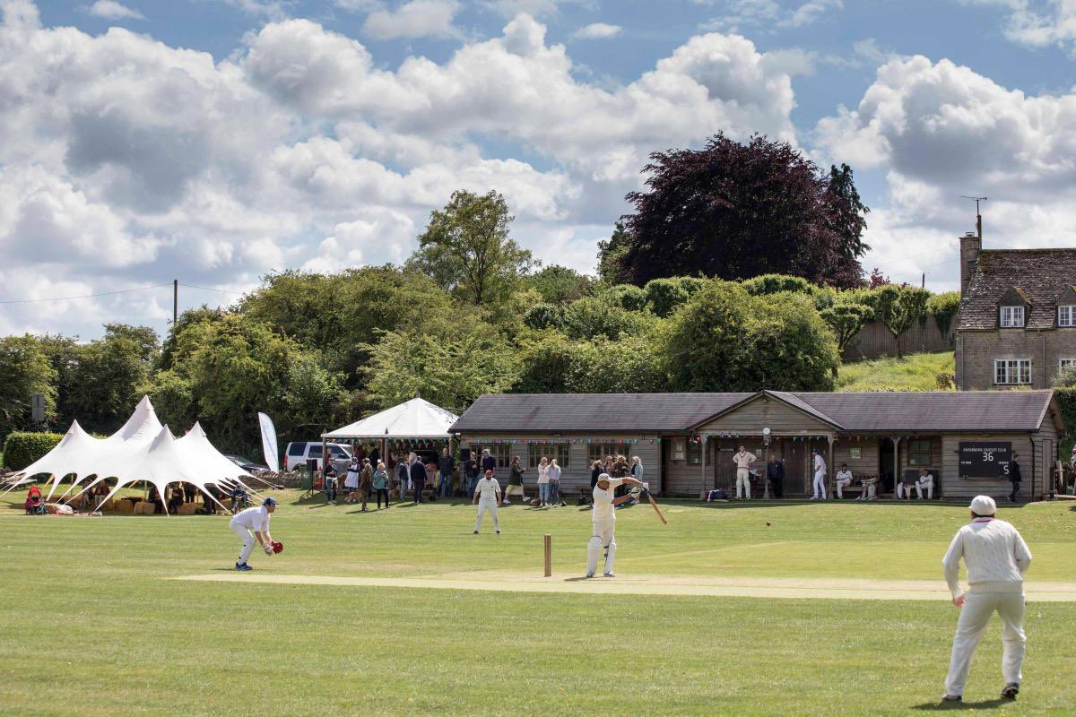 Today’s beautiful village cricket ground is the home of Swinbrook CC in the Cotswolds