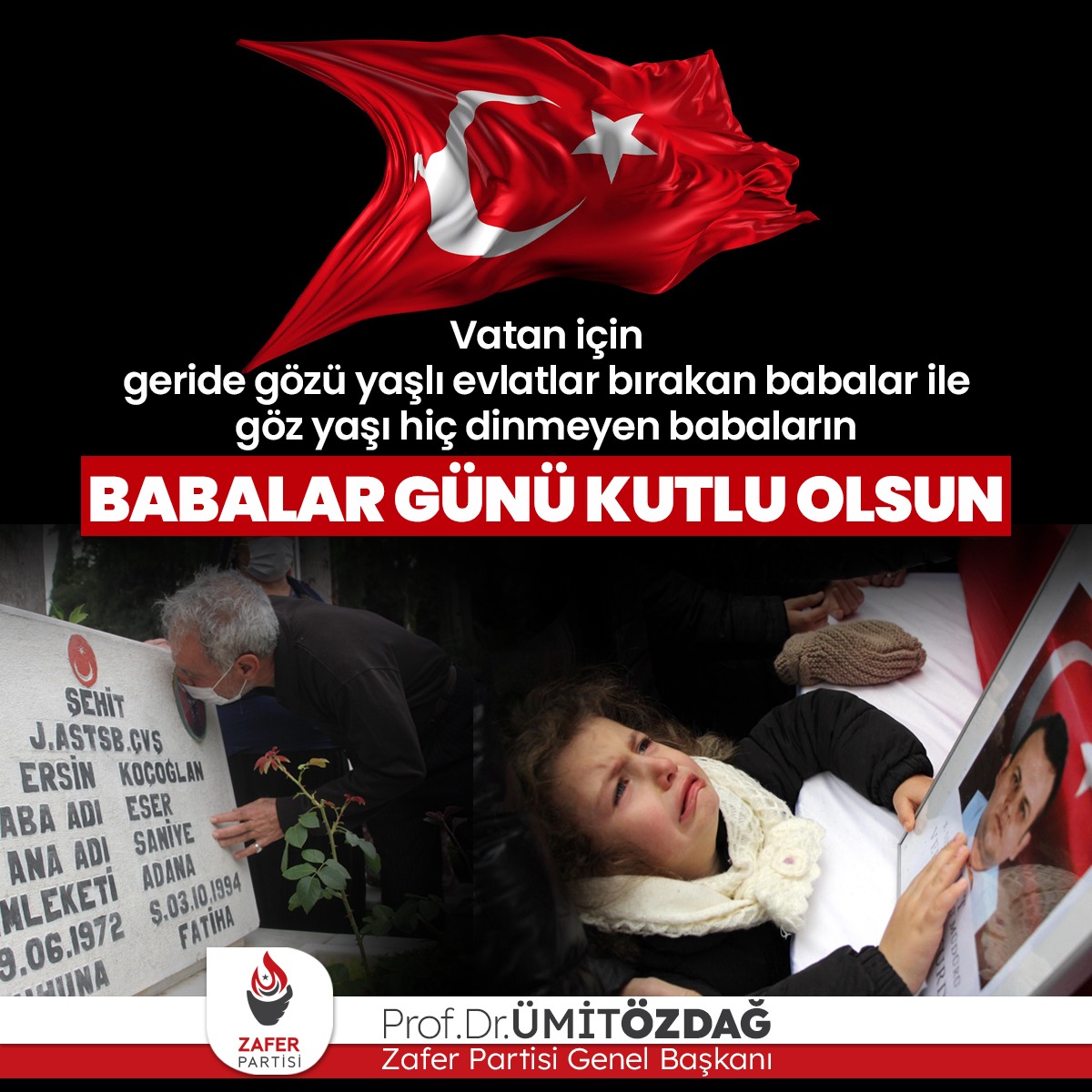 Vatan için geride gözü yaşlı evlatlar bırakan babalar ile göz yaşı hiç dinmeyen babaların #BabalarGünü kutlu olsun...