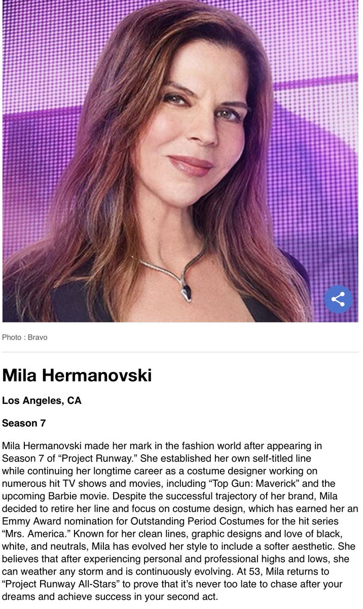 dliebma's tweet photo. Meet the designers - Mila Hermanovski @milahermanovski
@BravoTV #ProjectRunway @nickverreos1 @humanSuitcase @sscalise88 @gail_roth @mariaemma16 @CamardaLawrence @Over40Style @SarahMBemrich https://t.co/15sCYfQ1pJ