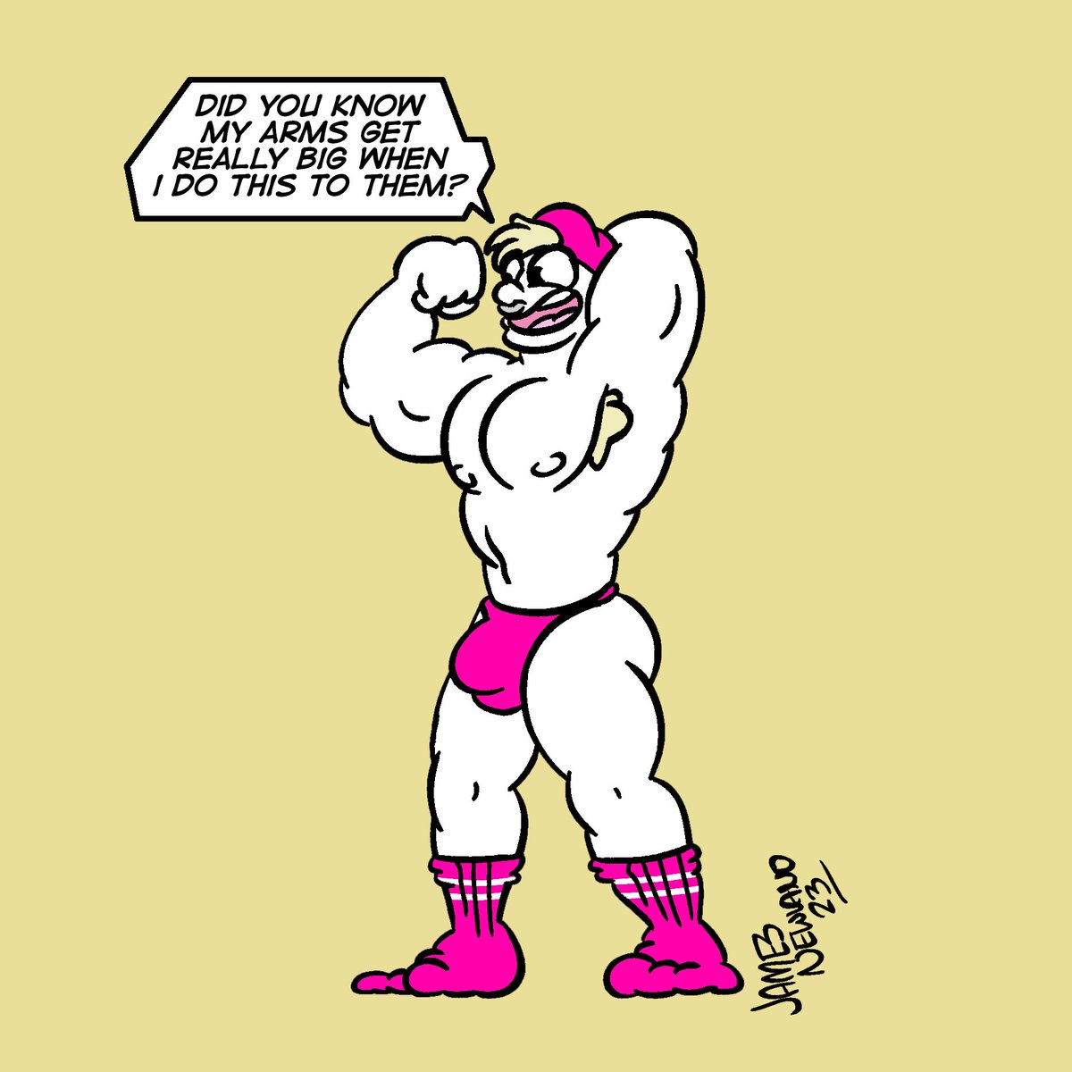 It’s incredible how many muscle dudes come up to me to say how much they love my work.
It’s also incredible that when I reply with a big smile and say ‘Flex!’ they instantly strike a pose! 💦