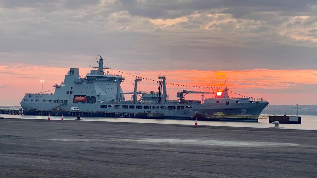 Dress ship for HRH King Charles birthday. Photo courtesy of Ops @RFATidesurge.