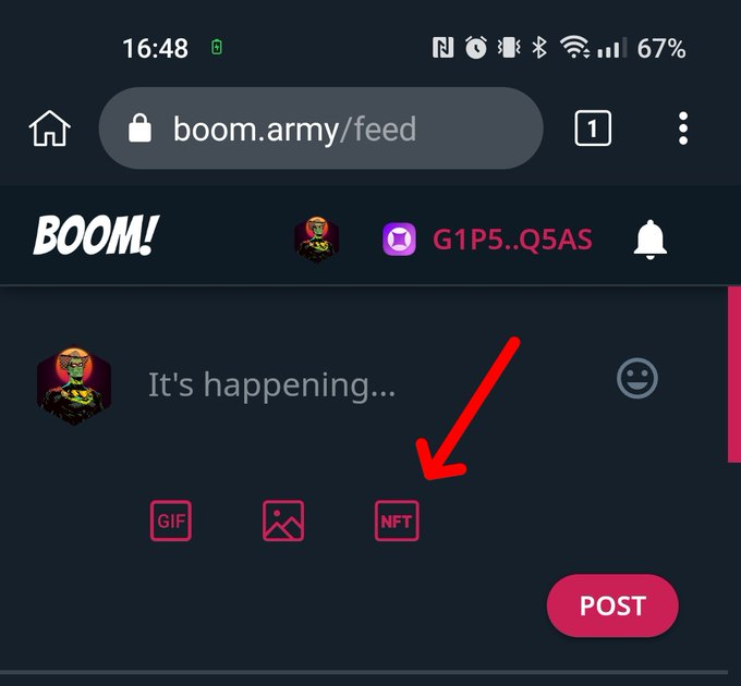 boom_army_'s tweet photo. While you're waiting for NFT gated DAOs why not paste an NFT right on the Boom 💥 feed TL?

Paste any mint address in and profit

Only on #Solana, only on #BoomArmy https://t.co/WTxUeF3P64