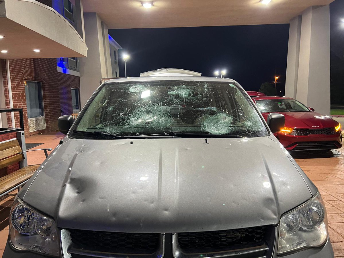 SkipTalbot's tweet image. Now I know why they call it meteorology. We found the meteors! The craters in this van have their own craters.