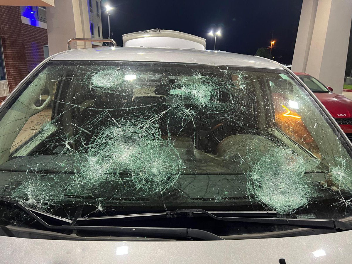 SkipTalbot's tweet image. Now I know why they call it meteorology. We found the meteors! The craters in this van have their own craters.