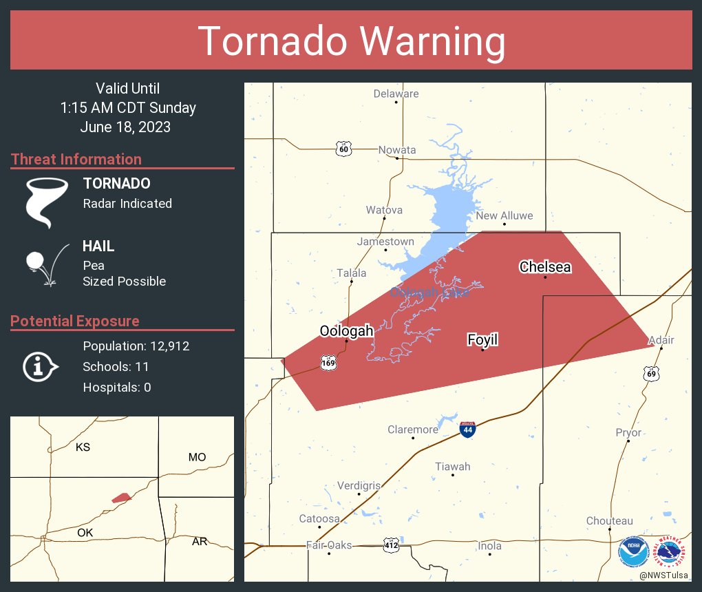 NWS Tulsa on Twitter "Tornado Warning including Chelsea OK, Oologah OK