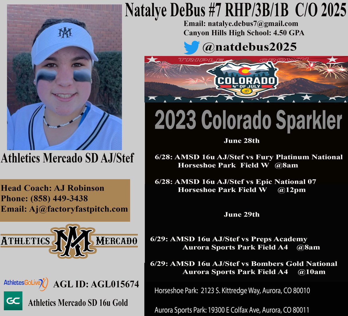 natdebus2025's tweet photo. Colorado Sparkler Supplemental Power Pool Schedule!!! Let’s go!!! AMSD Aj/Stef. @TopPreps @SBRRetweets @LegacyLegendsS1 @Softball_Home @UncommittedUTR @AScholarsBrand @CoastRecruits @SnapMyAd @OverLookedRec @Los_Stuff @ondecksoftball @IHartFastpitch @UncommittedUsa @BoostSoftball https://t.co/SLslNOfxCX