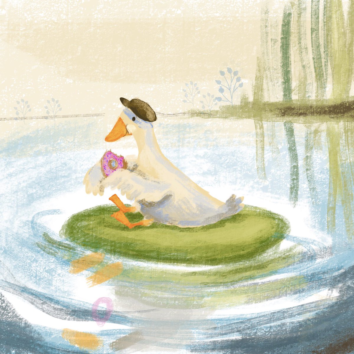 A duck and a donut. #kidlitart #childrensbooks