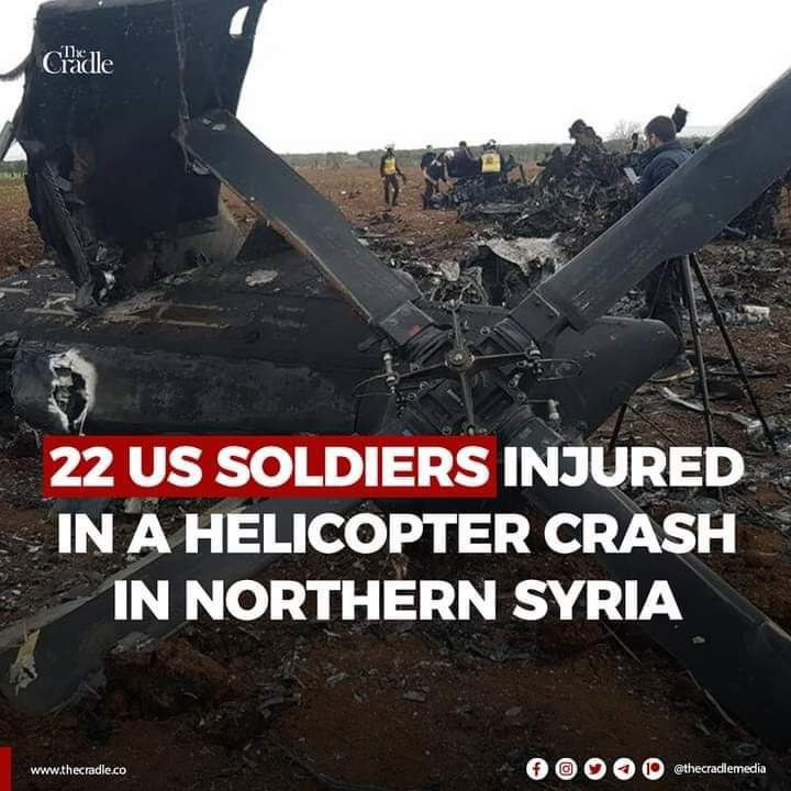 Oh No! U.S. helicopter spoils Syrian soil with crash.  Go back home...Yankees.

https://t.co/yv06tlbB8s https://t.co/l6rm26rO56