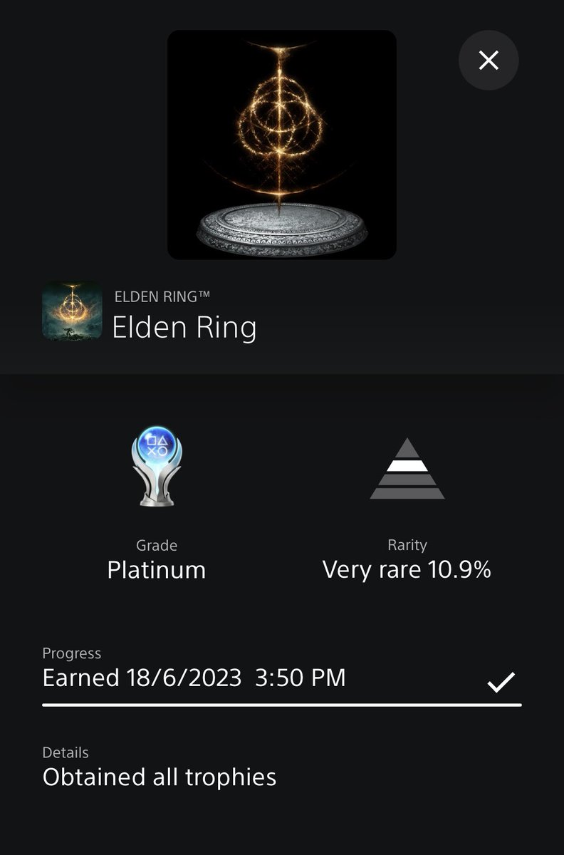 prince_clips's tweet photo. Platinum #17 - Elden Ring. The pain and suffering has ended….until DLC https://t.co/TcZF3oKVNX