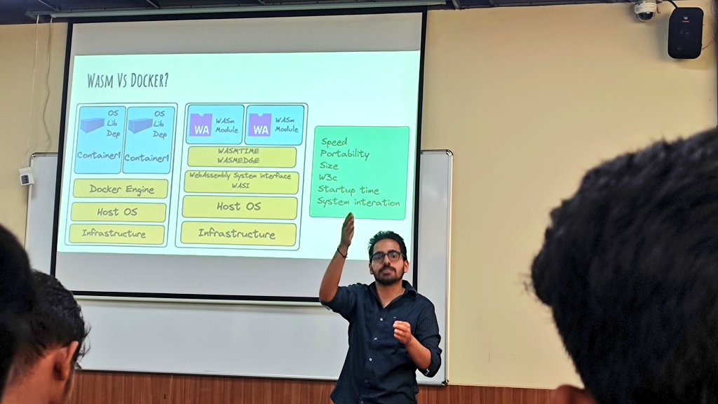 p_parvez's tweet image. Excited to kick off our event with the brilliant @SaiyamPathak as our first speaker! He delved into the world of WebAssembly (WASM) and highlighted its profound significance, showcasing its insightful features and diverse applications. 
 #cncfthane #wasmmumbai  #cncf