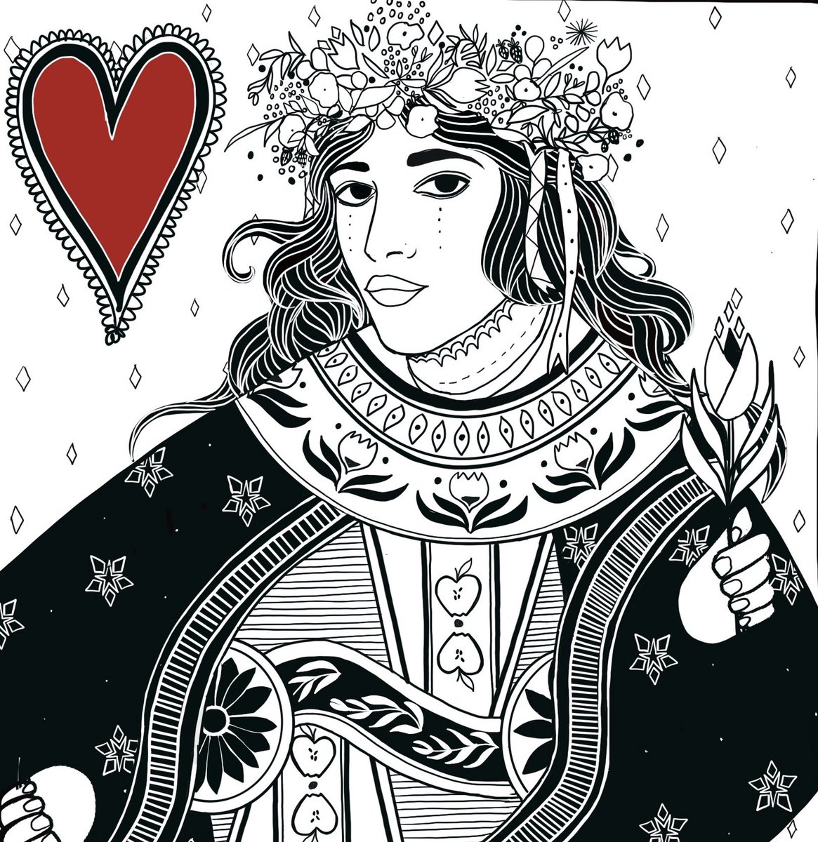 A little Summer themed adaption of the Queen of Hearts card…. 
etsy.com/listing/150541… #illusrtationartist #art #Queenofhearts #midsummer