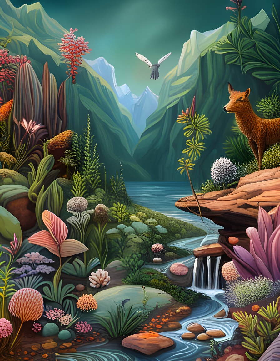 sos_escapisme's tweet photo. Plants &amp; Rocks &amp; Animals

- made with NightCafe Creator  
https://t.co/ZNtMhtiIQL
#aiart #nightcafe #digitalart #vqganclip #stablediffusion #sdxl #landscape #nature #water #animals #plants 
via @NightcafeStudio https://t.co/n5wWvko4HO