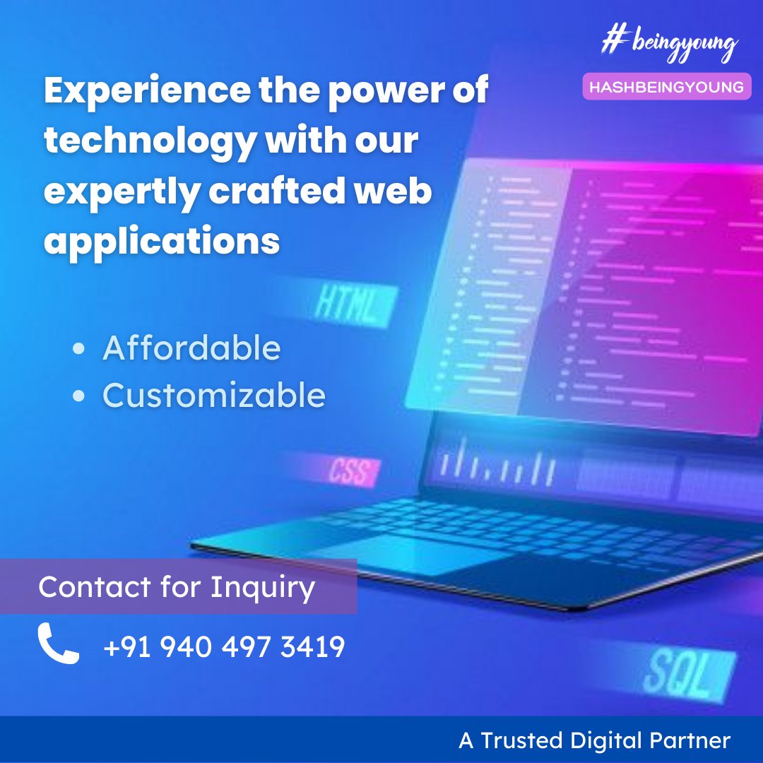 HashBeingYoung is a young & dynamic provider of customizable web applications designed to help businesses grow and succeed. 

#webapplications #webtechnology #webdesigntrends #applications #web #webdevelopment #appdeveloper #developmentdesign #itsolutions #digitaltechnology