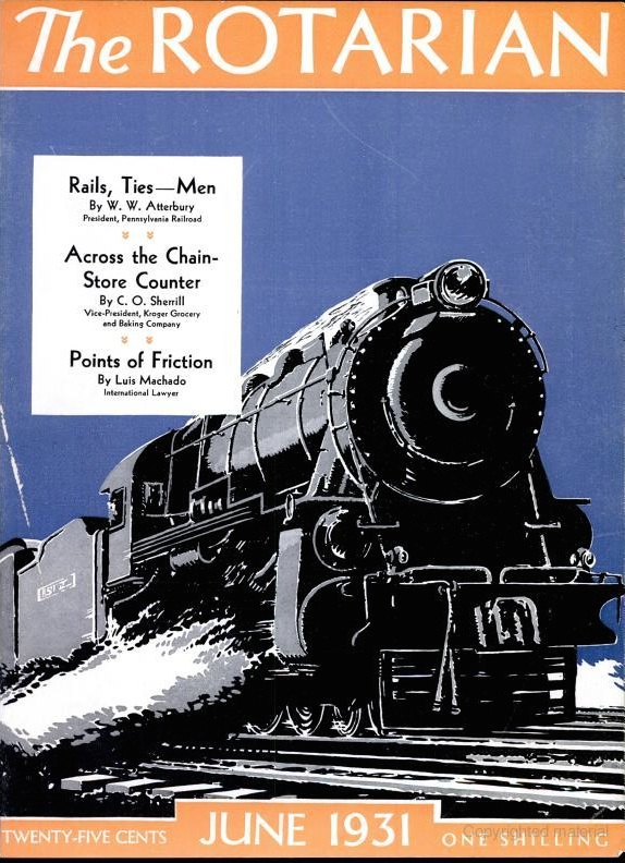 In #JUNE 1931
Cover of The Rotarian, June 1931.
#illustration #illustrationart #illustrationartists #graphicdesign #TheRotarian #RotaryInternational #railroads #locomotives