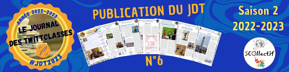 Demain, dès 8 heures, c'est le grand jour ! #JdT2023🗞️

Nous aurons la joie de vous partager le 6e numéro du Journal des TwittClasses, le 3e de l'année !

Encore de très belles choses à lire et découvrir !

Qu'est-ce qui s'en passent des choses passionnantes dans les classes ! 😍