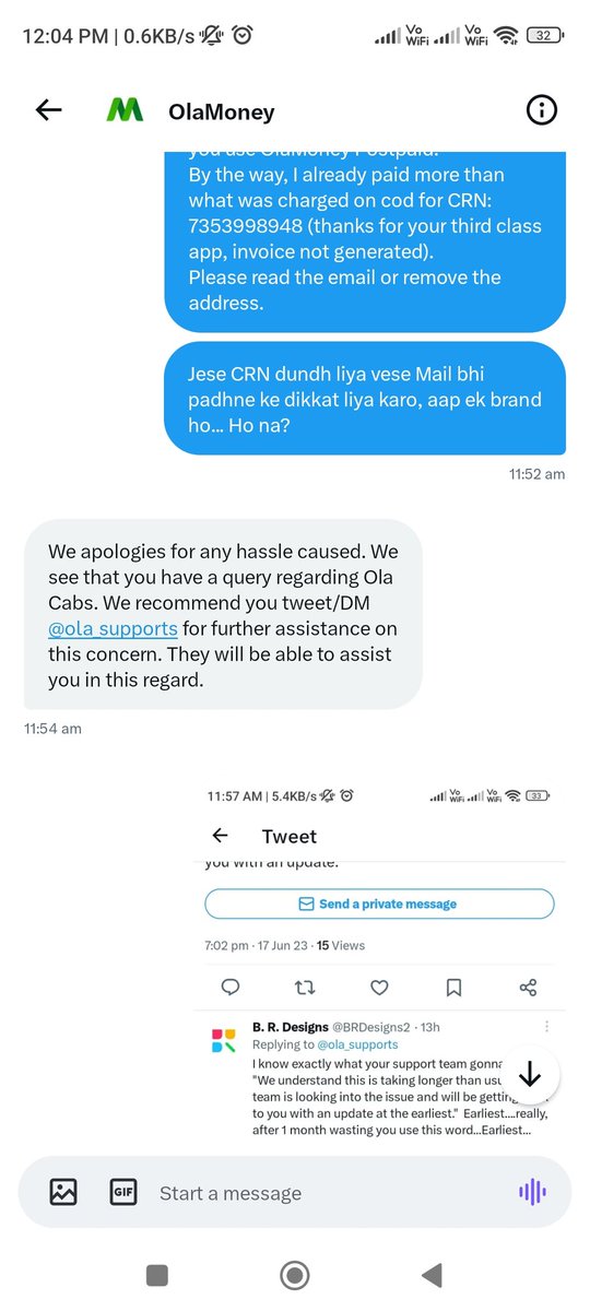 BRDesigns2's tweet photo. @olamoney_in Thank you for the excellent response and for wasting your time.😡🤬🤯 https://t.co/9AbX1I1uIq