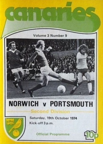 Programme cover for the Norwich City v Portsmouth clash back in 1974

#NCFC #NorwichCity #Canaries #PFC #Portsmouth #Pompey #Programmes