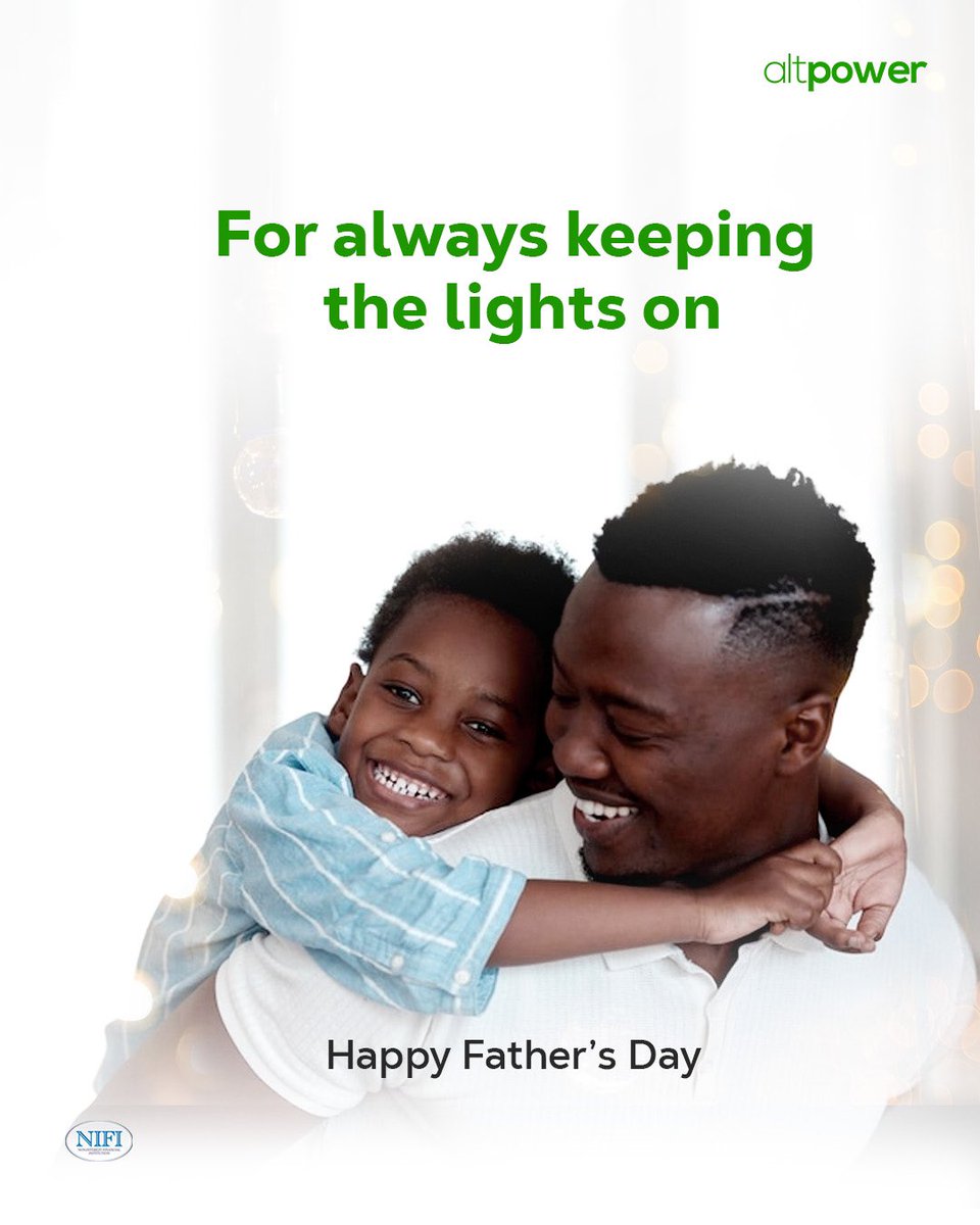 altpowerng's tweet photo. To all fathers across the globe, thank you for always showing up and for being our hero even on days when you don’t feel like it. We appreciate you.

Happy Father’s Day 👨‍👦‍👦 

#AltPower #FathersDay #LightOn #PowerDad #Energy https://t.co/ovr5hm6MW3