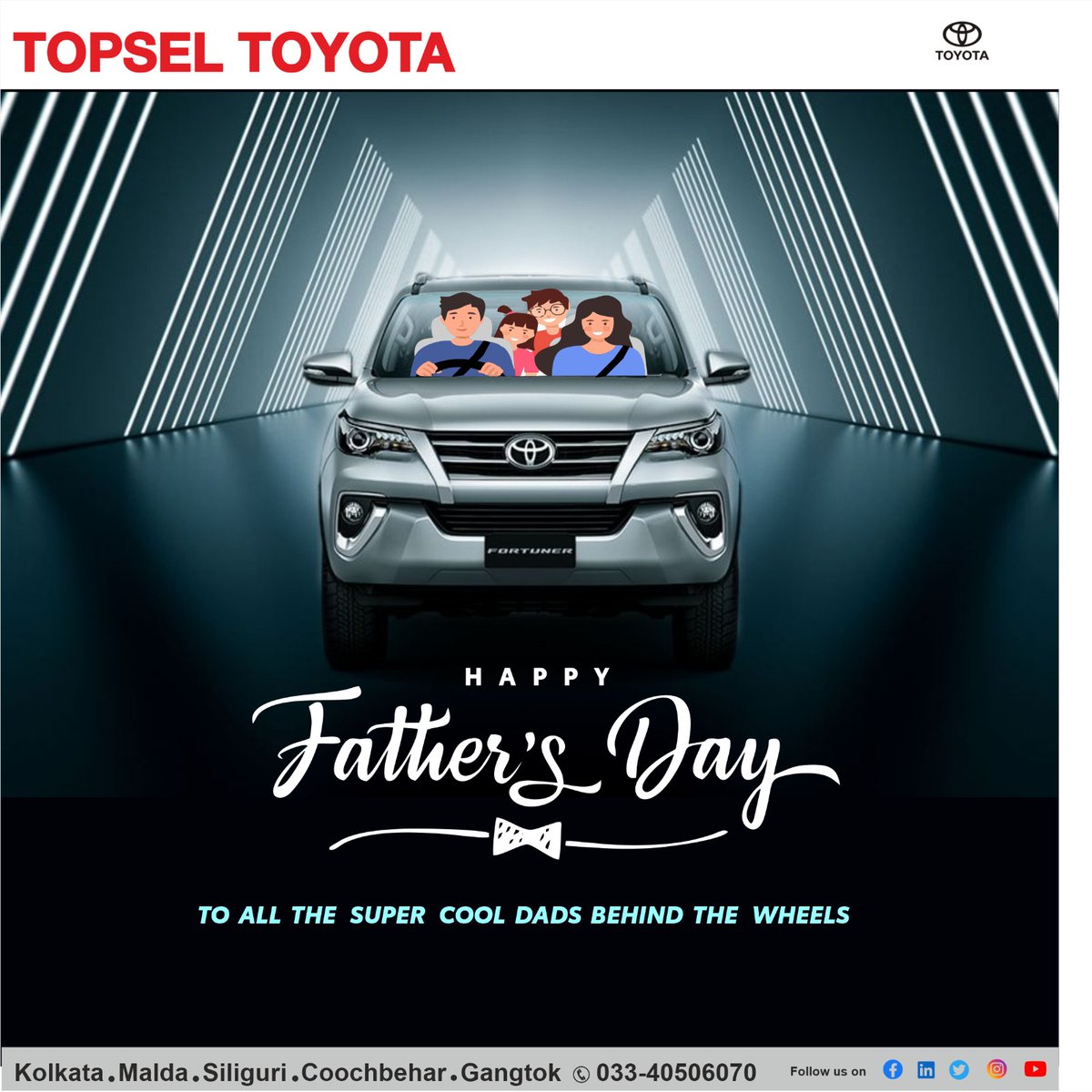 Happy Fathers Day to ALL the super cool dads.

#HappyFathersDay #FathersDay #Fathersday2023 #TOYOTA #ToyotaIndia #TopselToyota
