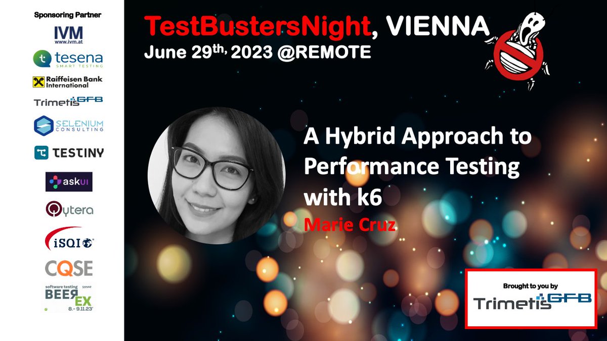 the_agile_carpenter (@rudolfgroetz) on Twitter photo Join <a href="/mcruzdrake/">Marie Cruz 🇵đź‡</a> to talk about <a href="/k6_io/">k6</a> TestBustersNight brought to you by <a href="/trimetis_s/">Trimetis Services</a> - supported by <a href="/ask_ui/">AskUI</a> <a href="/IVM_at/">IVM Technical Consultants</a> @TesenaCZ @RBI_Presse <a href="/cqse/">CQSE GmbH</a> <a href="/SeleniumConsul/">Selenium-Consulting GmbH</a> <a href="/iSQICert/">iSQI</a> <a href="/qytera/">Qytera Software Testing Solutions GmbH</a> Testiny.io <a href="/sanae_beer/">SANAE Software Testing BEER</a> apsa.at Register: bit.ly/3OEukAh Join <a href="/mcruzdrake/">Marie Cruz 🇵đź‡</a> to talk about <a href="/k6_io/">k6</a> TestBustersNight brought to you by <a href="/trimetis_s/">Trimetis Services</a> - supported by <a href="/ask_ui/">AskUI</a> <a href="/IVM_at/">IVM Technical Consultants</a> @TesenaCZ @RBI_Presse <a href="/cqse/">CQSE GmbH</a> <a href="/SeleniumConsul/">Selenium-Consulting GmbH</a> <a href="/iSQICert/">iSQI</a> <a href="/qytera/">Qytera Software Testing Solutions GmbH</a> Testiny.io <a href="/sanae_beer/">SANAE Software Testing BEER</a> apsa.at Register: bit.ly/3OEukAh