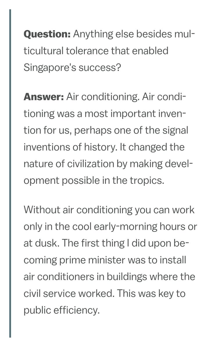 Always remember that refrigeration and air conditioning is a fundamental requirement in the tropics (See, Lee Kuan Yew's interview excerpt). Heat waves kill productivity and India taxes ACs at 28%.