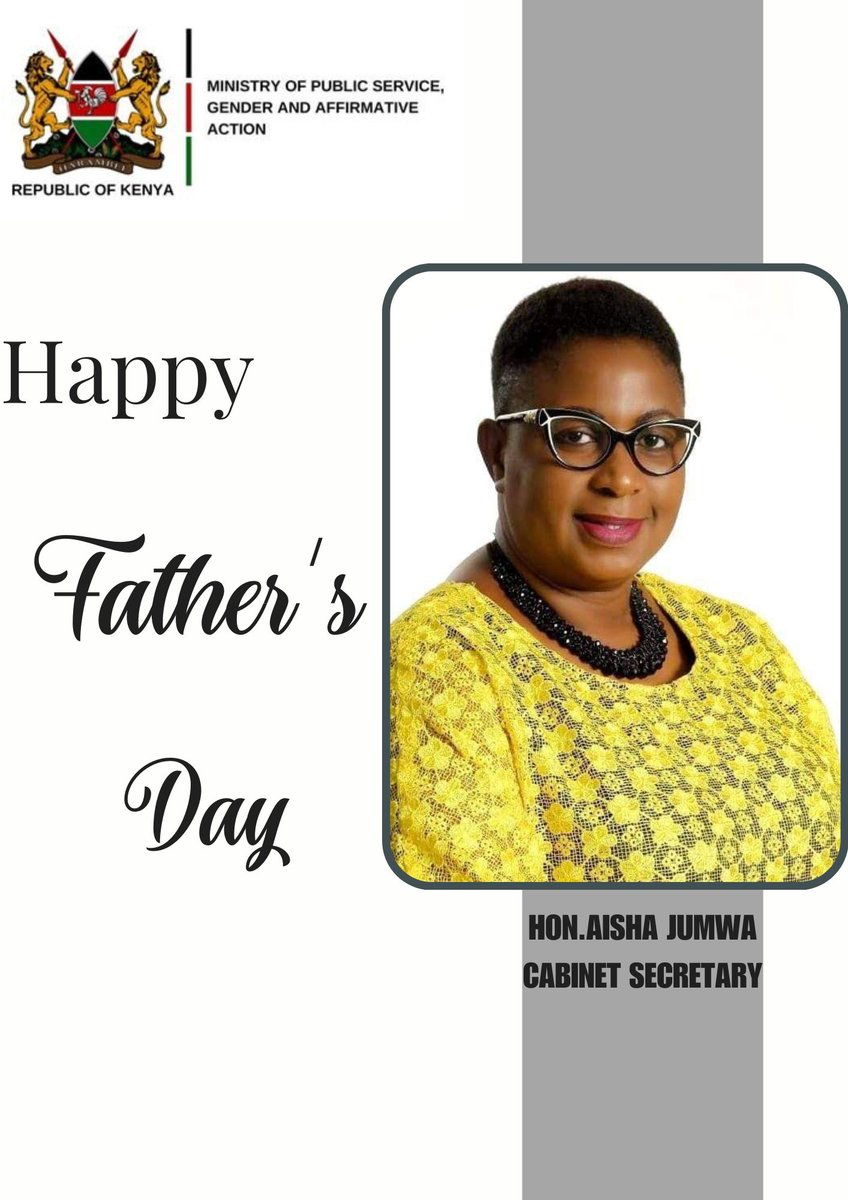 CSAishaJumwa's tweet photo. Happy Father's day. May you continue executing your fatherly skills to your lovely families. I could never wish for anything more. https://t.co/dWCGJ7csuq