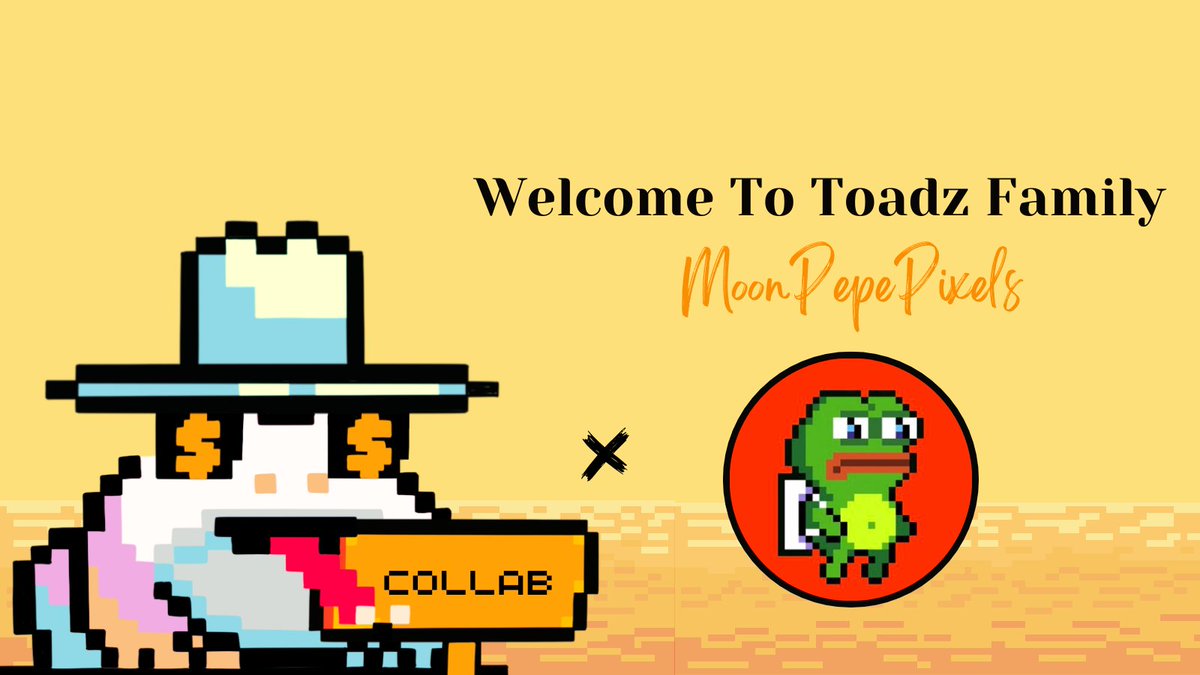 🐸MoonPepes x Bitcoin Toadz🐸

Happy to announce we are partnering with @ MoonPepePixels

We have 5 OG spots for @BitcoinToadzNft & @MoonPepePixels   

To Enter:
1️⃣ Follow @MoonPepePixels & @BitcoinToadzNft 
2️⃣ Like ♥️ &RT ♻️
3️⃣ Tag 3 friends  & comment !MOON

Winners in 24hrs⌛