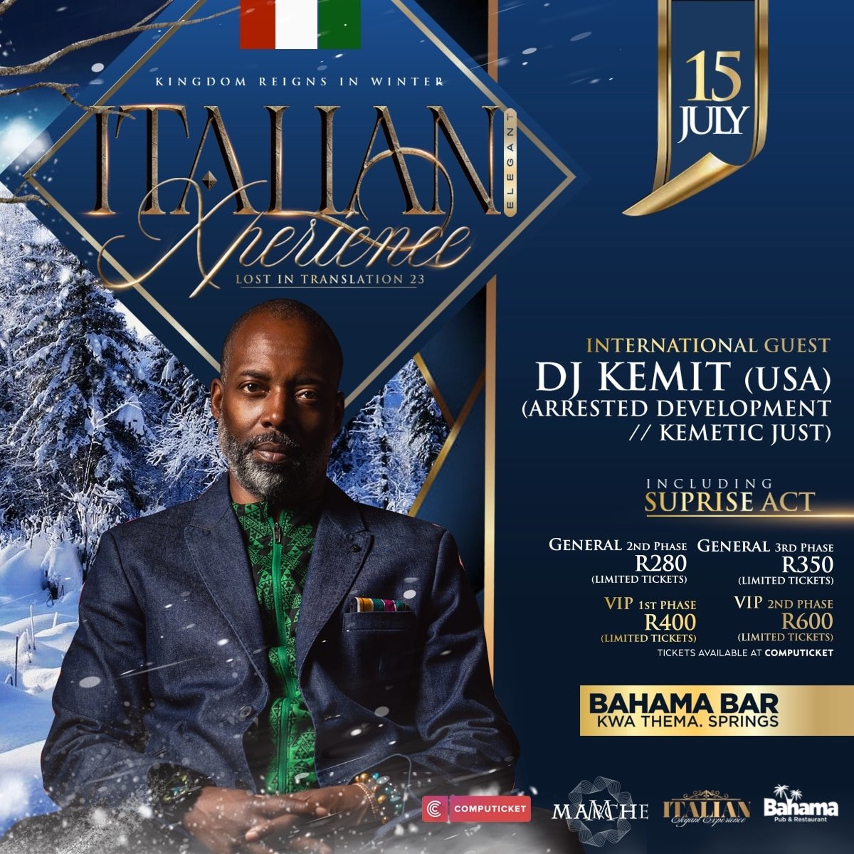 PicatDaItalian's tweet photo. HEADLINER ANNOUNCEMENT!!!

TWO OF THE MOST PROLIFIC DEEP HOUSE PRODUCERS // DJS.

@sophisticado @DJKemit

#IEX23
#LIT23
#GodSpeed
#ItalianMission
#LostInTranstion23
#ItalianElegantXperience https://t.co/VxY6veUHYR