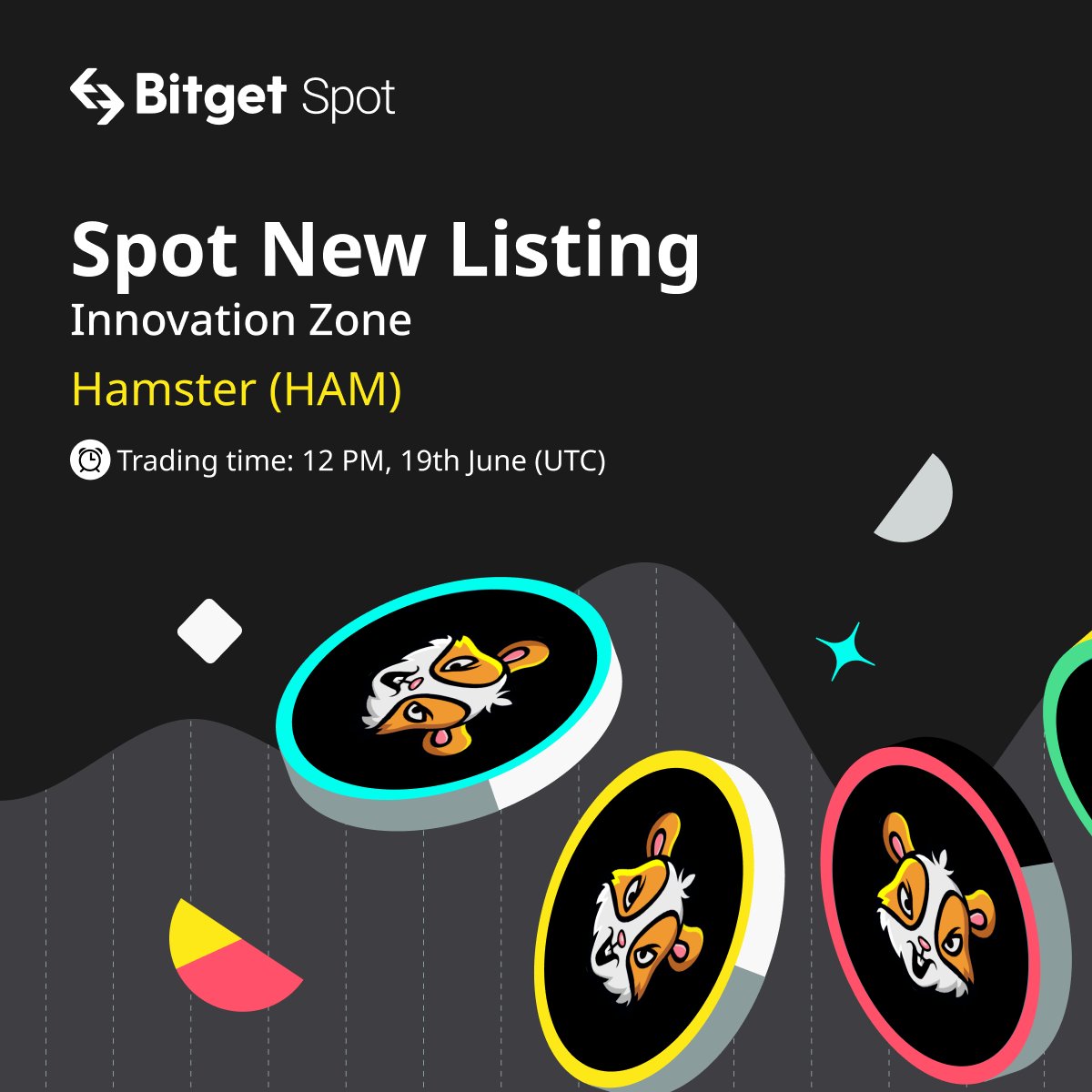 🆕 Spot New Listing 

#Bitget will list $HAM/USDT trading pair on June 19th, 12 PM UTC in #Innovation Zone. <a href="/_hamster_coin/">HAMSTER COIN</a>

✅ Deposit now open

🎁 A total $100 #giveaway for 10 members! Just simply RT + TAG 3 friends.

More details: bitget.com/en/support/art…