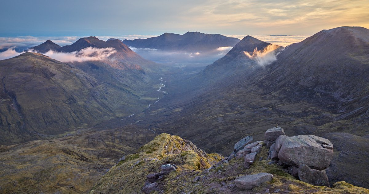 Dawn light from Beinn Tarsuinn, looking towards An Teallach.