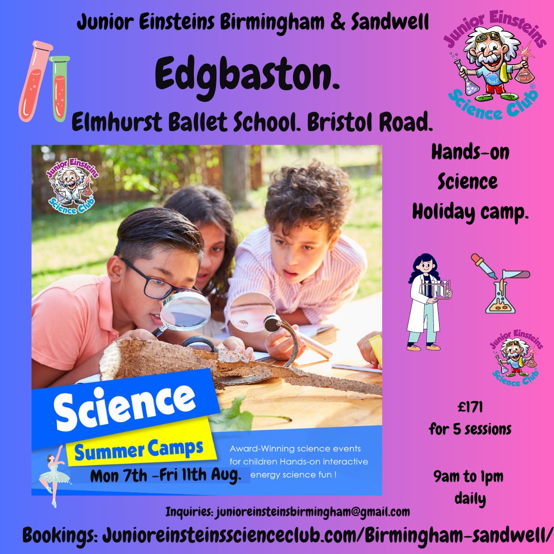 Fun Science Summer Camp.Bookings open!
#kingsheath #moseleymums #kingsheathprimaryschool #stdunstansprimaryschool #wheelerslaneprimaryschool #stalbanscatholicprimary #kingsnortonprimaryschool #kingdavidprimaryschool #brummiemummies #edgbastonvillage #harborne #harbornemumsanddads