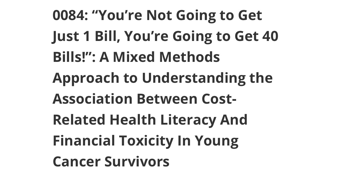 En route to New Orleans ⚜️ for #AOSW2023. Looking forward to sharing work from our team on #AYA #financialtoxicity. 

Shout out to #ayacsm for posting our study and big thanks to those who shared their experiences