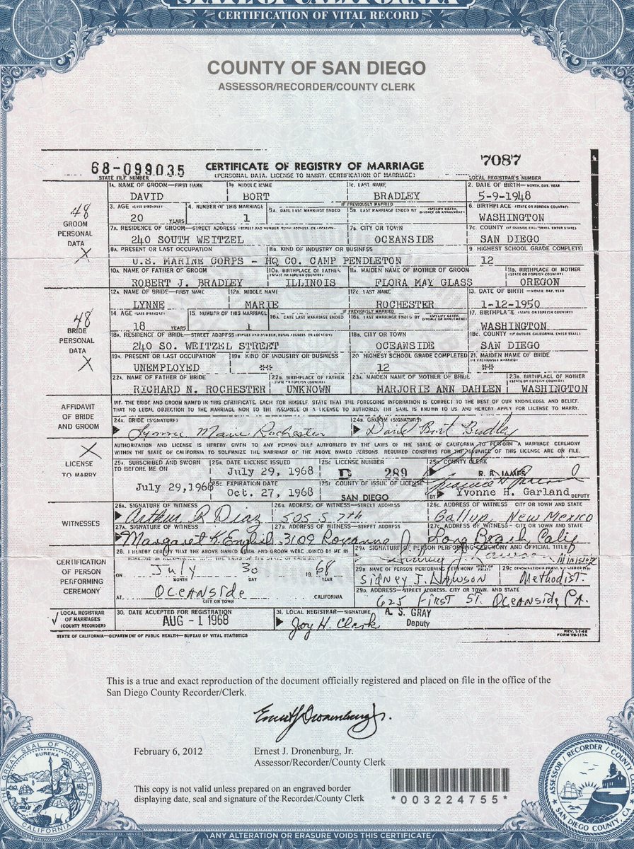 When I was forced to marry the #draftdodger #DavidBortBradley his parents rented an apartment to contain me. This was arranged by his mother with my sick mother. I knew him 2 months. His abuse began before the ink dried, lasting hours.

#StopForcedMarriage #StopChildMarriage