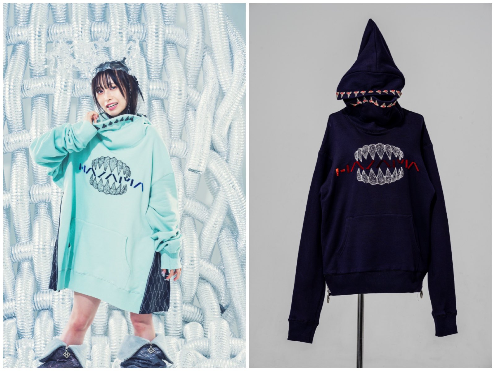 hazama 未確認生命体γのロゴパーカー xs