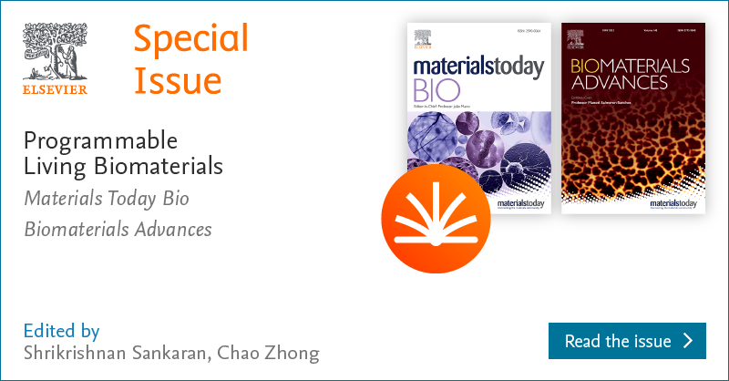 Special issue alert! Published in Biomaterials Advances: Programmable Living Biomaterials. Edited by Shrikrishnan Sankaran, Chao Zhong. @BiomaterialsAdv, @ShrikrishnanS. Read issue spkl.io/60184glFr #Biomaterials