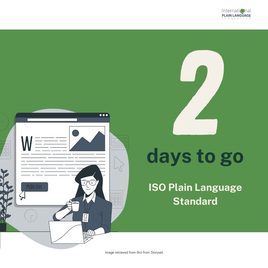 Writers, editors, and communicators: the International
Organization of Standardization (ISO) is about to publish the first #PlainLanguage Standard. It provides a clear understanding of what plain language is and how you can achieve it. You can buy and use the standard soon.