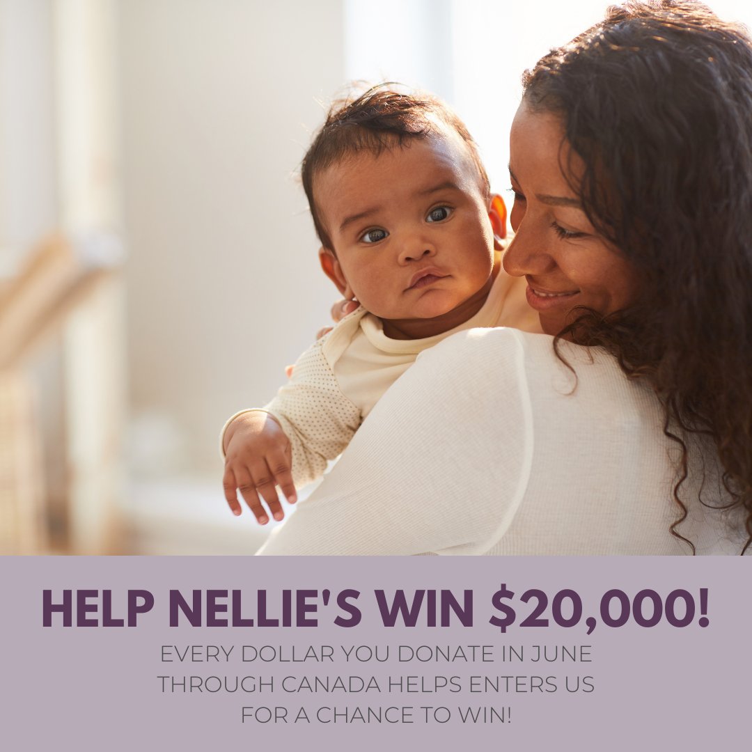DON'T FORGET! You can help Nellie's win $20,000 from CanadaHelps! Every dollar you donate in June enters us for a chance to win!⁠

Donate now and help us support women and their children fleeing abuse, poverty, and homelessness: canadahelps.org/en/charities/n… #GivingChallengeCA