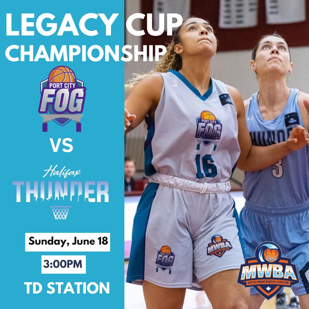 Port City Fog (@fogbasketball) on Twitter photo Get out to TD Station TODAY at 3:00pm to watch your Port City Fog battle it out against the Halifax Thunder for the Legacy Cup!
<a href="/the_mwba/">Maritime Women's Basketball Association</a>
#roadtolegacycup #nowsthetime #GameDay #fogsquad Get out to TD Station TODAY at 3:00pm to watch your Port City Fog battle it out against the Halifax Thunder for the Legacy Cup!
<a href="/the_mwba/">Maritime Women's Basketball Association</a>
#roadtolegacycup #nowsthetime #GameDay #fogsquad