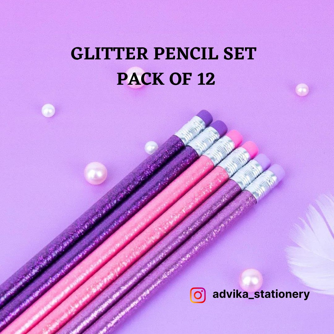 Glitter Pencil Set - Pack of 12 (HB)
#advikastore 
#advikastationery 
#advikaartmaterials 
#advikacraftsupplies 
#advikaschoolsupplies