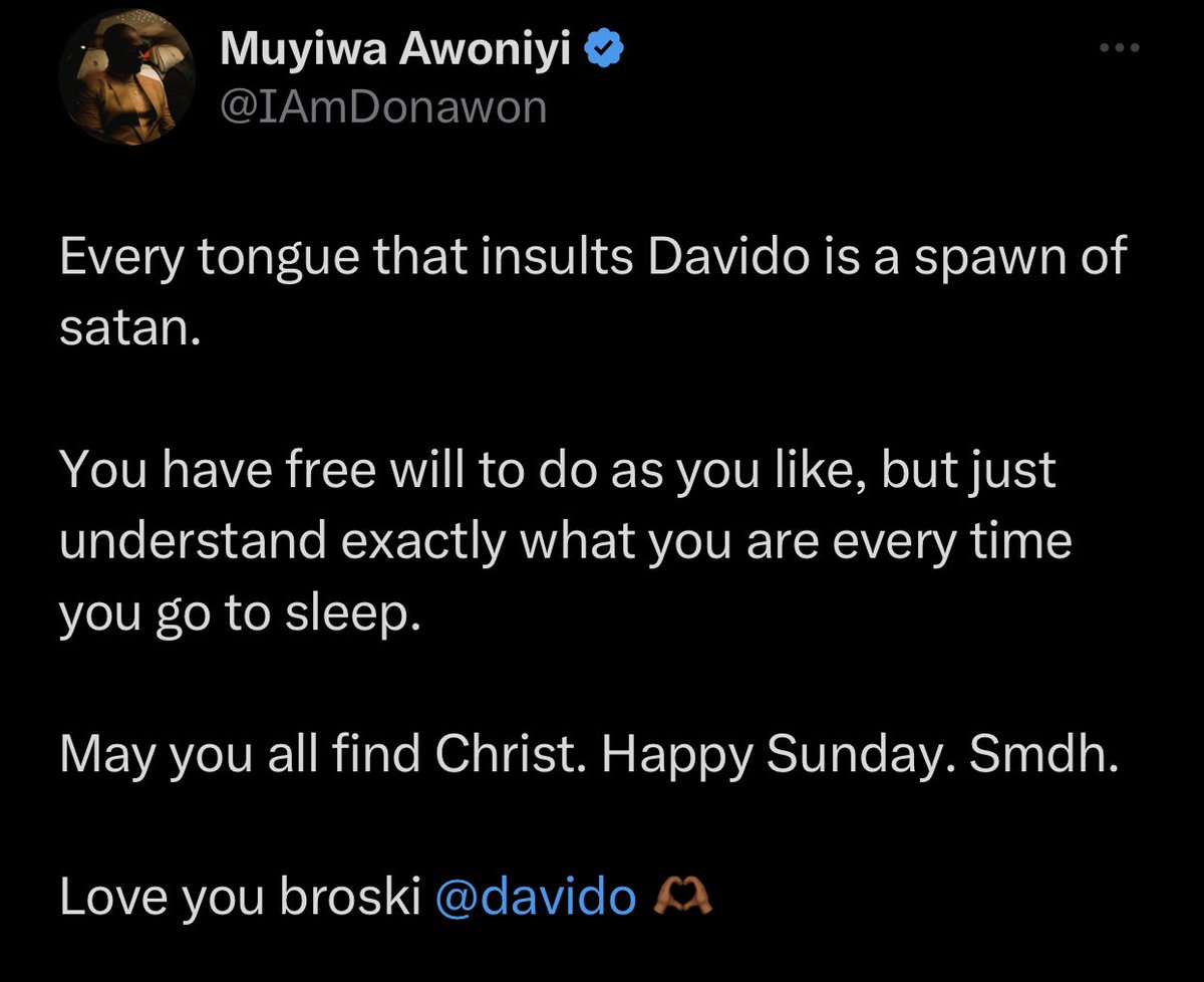 “Every tongue that insults Davido is a spawn of satan” - Tems’ Manager, Muyiwa Awoniyi