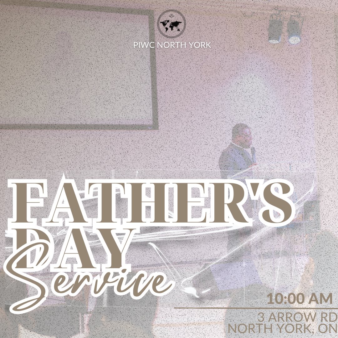 Fellowship with us as we climax our Men’s Week Celebration with a special Father’s Day service!

Be there in person at 3 Arrow Rd., North York, ON or join us online by searching “PIWC North York” on YouTube.

It’s all going down this morning at 10:00 AM!
•
#Father’sDay #Sunday